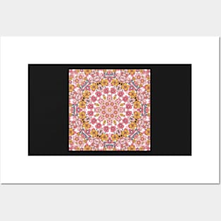 Flower and Hearts valentines and spring Kaleidoscope pattern (Seamless) 3 Posters and Art